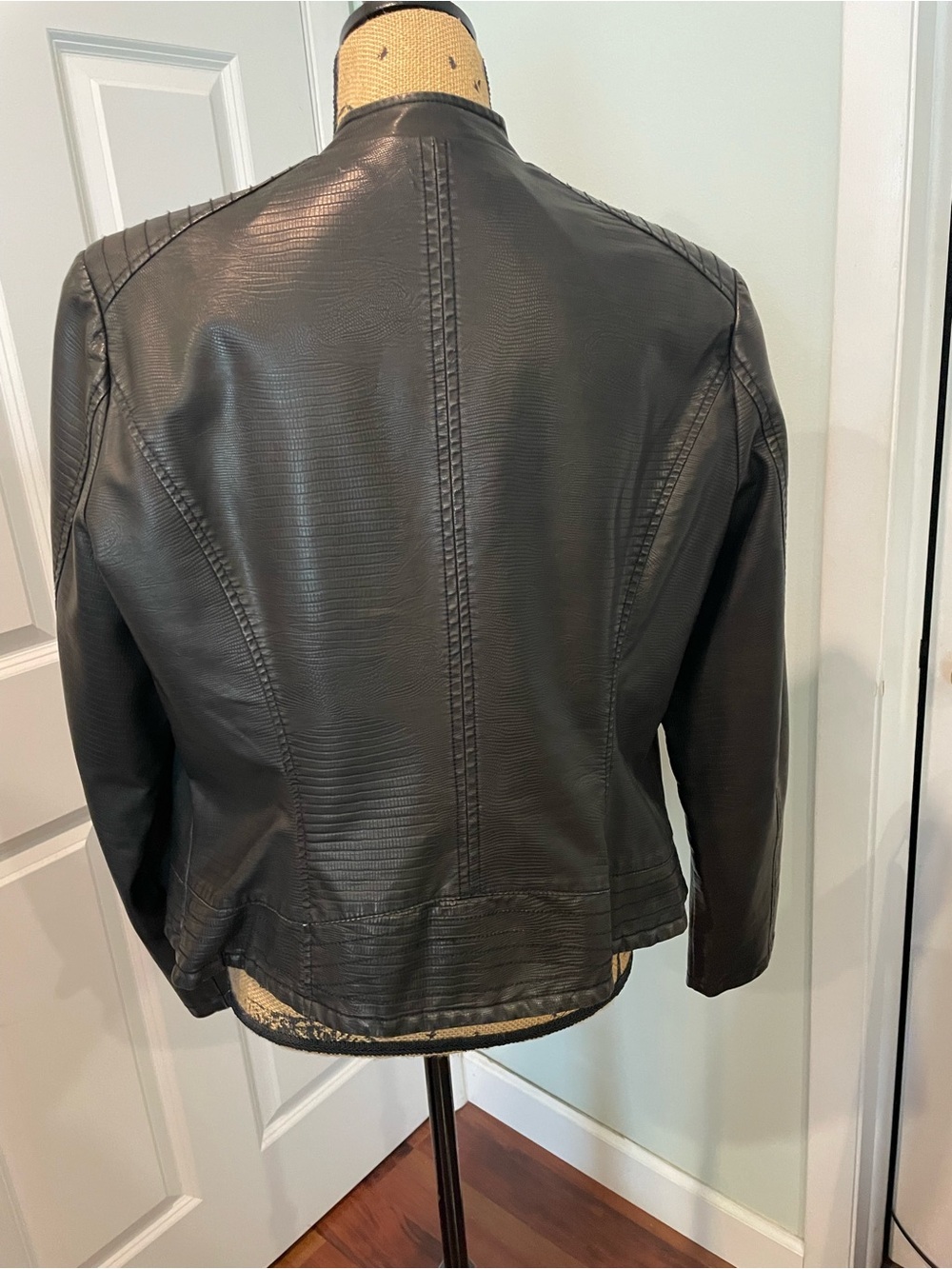 G by Giuliana Black Faux Leather Asymmetrical Jacket - Picture 3 of 8